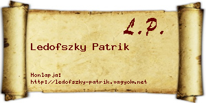 Ledofszky Patrik névjegykártya